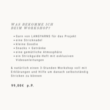 Lade das Bild in den Galerie-Viewer, Strickworkshop für Anfänger*innen - Sophie Scarf